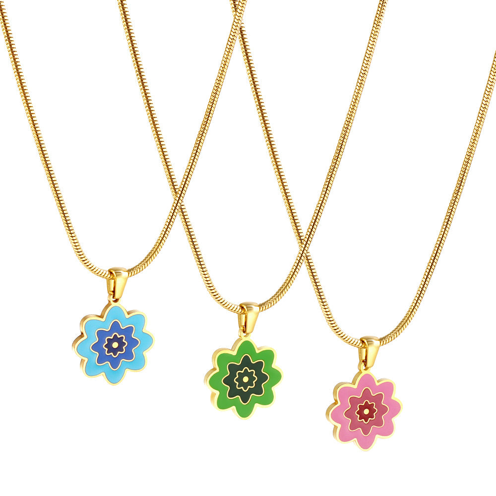 New Three -color Flowers Accessory Necklace For Women asonjewelry